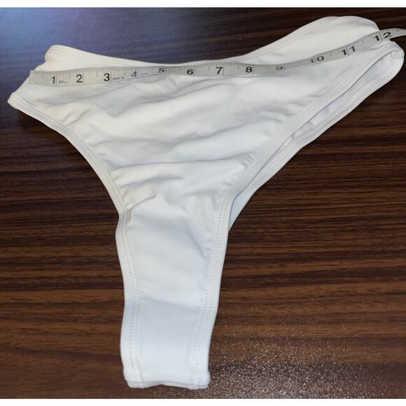 Women's White Bikini Bottom Cheeky Swimsuit Criss Cross Cut Out Back Bottom S - Picture 3 of 8